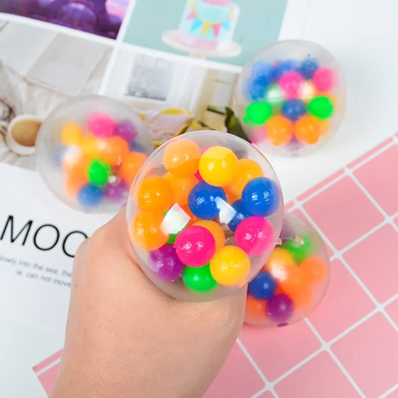 6cm Colorful Ball Kids Decompression Toys Stretchy Ball Plastic Toy for Children Men Women Hand Fidget Relieve TPR Birthday Gift