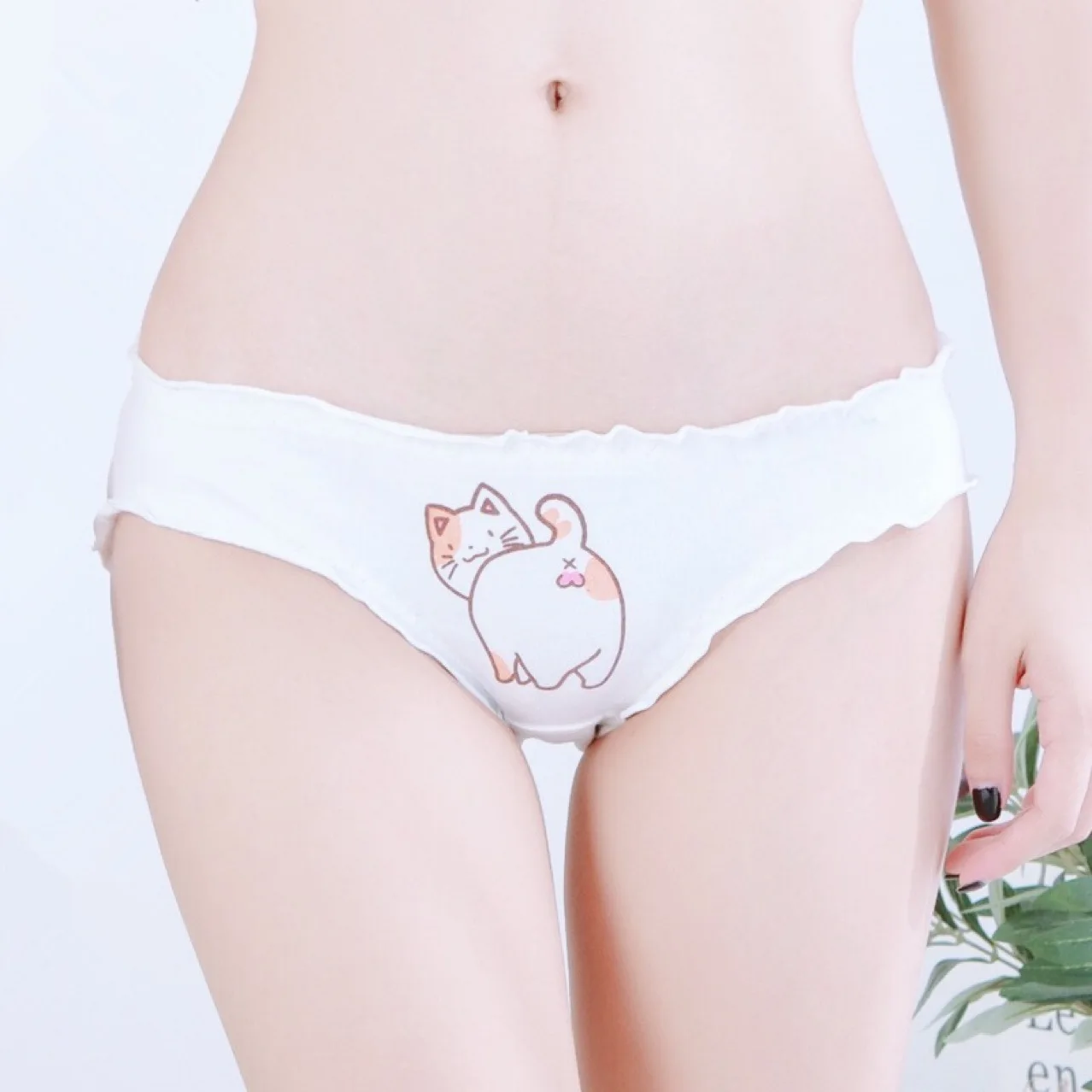 

Cute Cat Animal Girls Knickers Lingerie Sexy Low-Waist Panties Comfortable Seamless Ruffled Briefs Women's Underwear Tanga