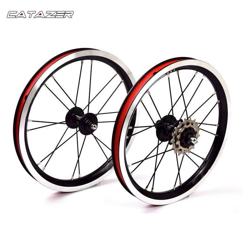 

14 Inch Aluminum Alloy Wheelset 5 Bearing 3 Speed Hub 74mm 84mm Kids Balance Bike BMX Black Wheelset Bicycle Part