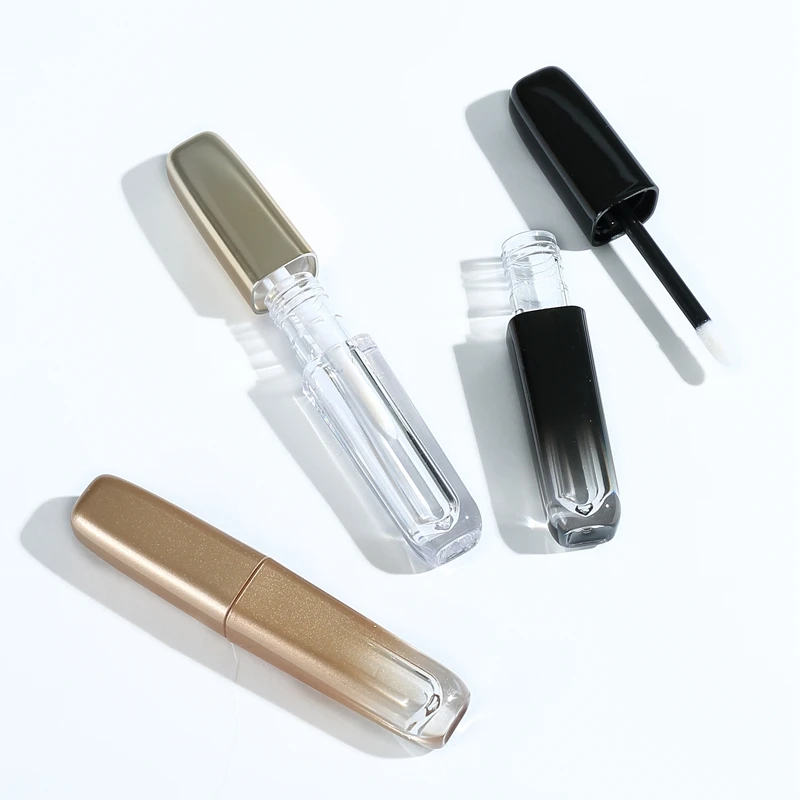 Empty Lipgloss Tube  Square Gradual Change Gold/Black Lip Gloss Tube Cosmetic Packaging Container Filling Bottle 20/30/50pcs