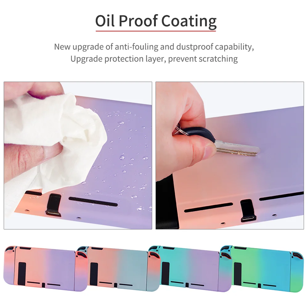 Cubierta trasera protectora para Nintendo Switch, carcasa rígida con gradiente de pintura de superficie colorida desmontable, Kawaii, NX, NS, consola Joycon