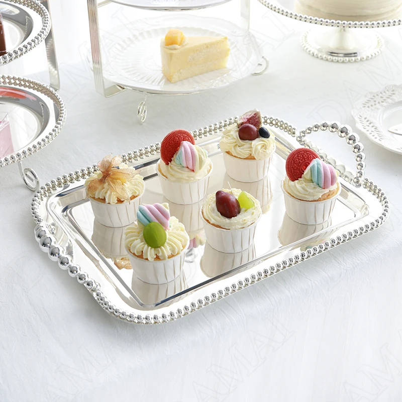 

European Metal Storage Tray Silver Plating Decor Living Room Desktop Tableware Organizer Bedroom Ball Frame Cosmetic Container