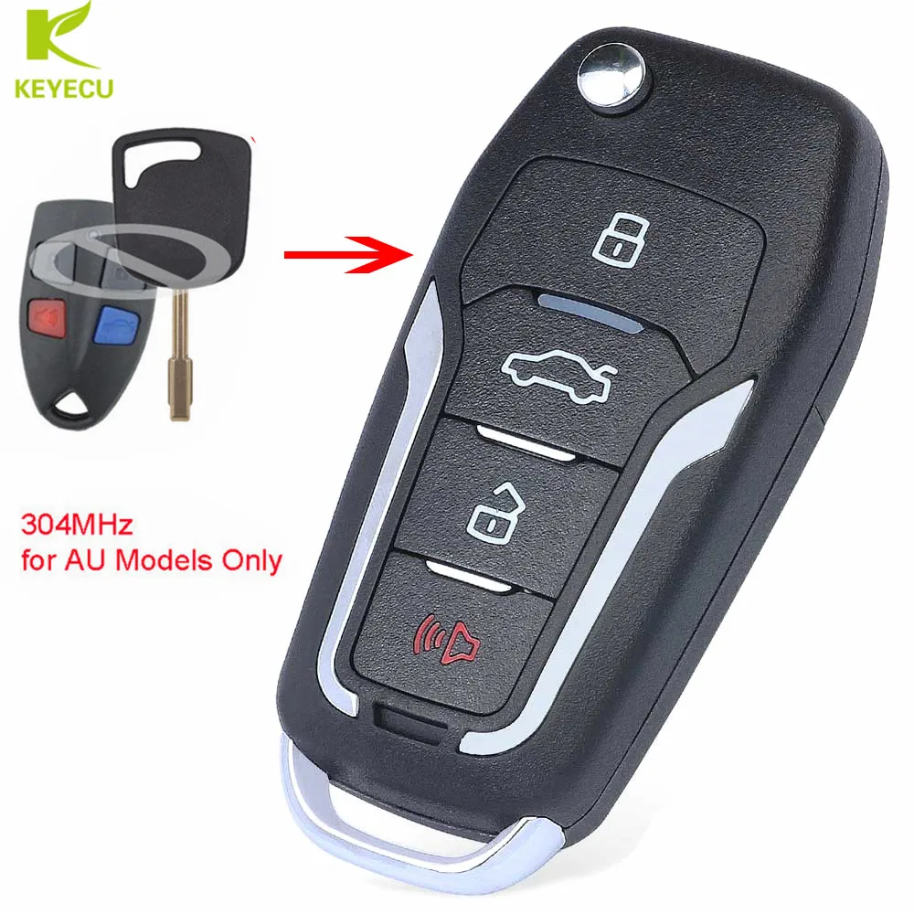 Keyecu Baru Upgrade Remote Mobil Kunci Fob 4 Tombol 304MHz 4D60 untuk Ford Falcon FPV XR6 XR8 2 & 3 Series 1999-2002 AU