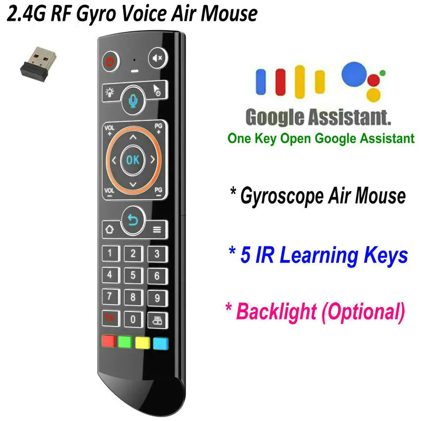 T6M Pro Backlight 2.4G Gyro Air Mouse 5 IR Learning Google Voice Search for Android Smart TV Box PK G30s G20s Pro Remote Control