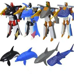 Juguete de deformación para niños, Robot Transformable tipo 4, tiburón blanco, regalo de cumpleaños
