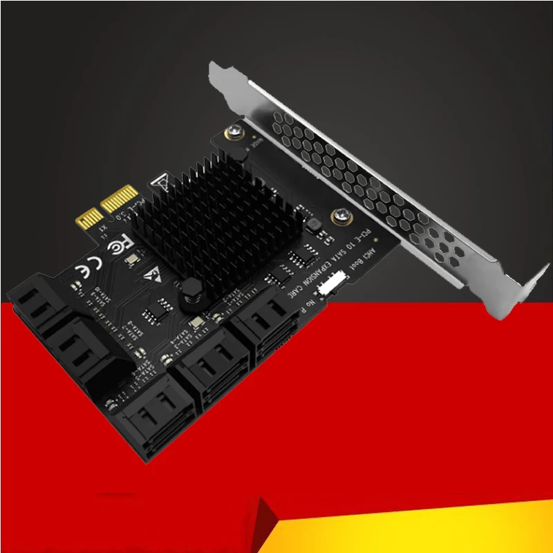 

Chia Mining Riser 10 Port SATA 3.0 to PCIe Expansion Card PCI Express SATA Adapter SATA3 6G Converter with Heat Sink for Windows