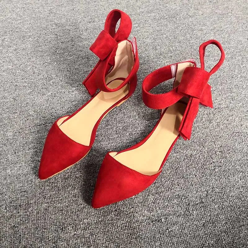 Kcenid New women sandals fashion summer women shoes pointed toe beauty big bowtie flat casual sandals cut-outs ladies sandals