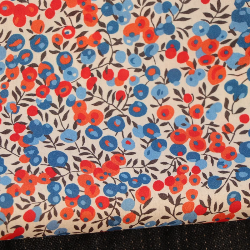 Wiltshire Red Blue 80S Like Liberty Fabric Digital Printing For Sewing Cloth Dresses Skirt Kids Baby Designer Material Purse