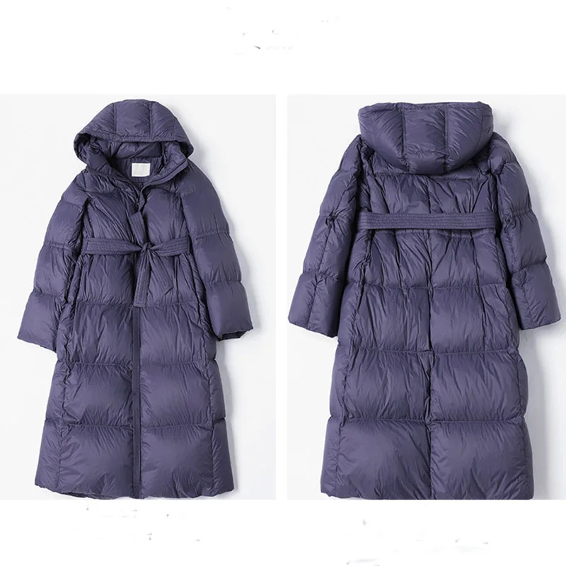 Ladies winter down jacket hooded zipper mid-length plus size 10XL black fashion brand warm female jacket