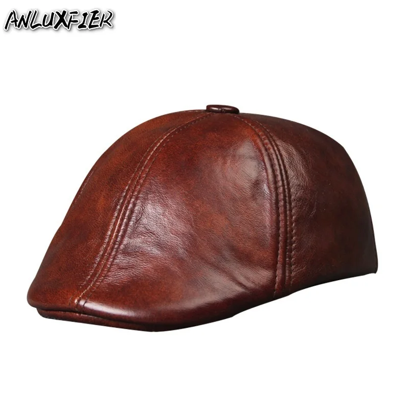 

B-7231 New Arrival Baseball Hat Male Outdoor Genuine Leather Hats Women's Baseball Cap Winter Warm Ear Protection Visor Hat