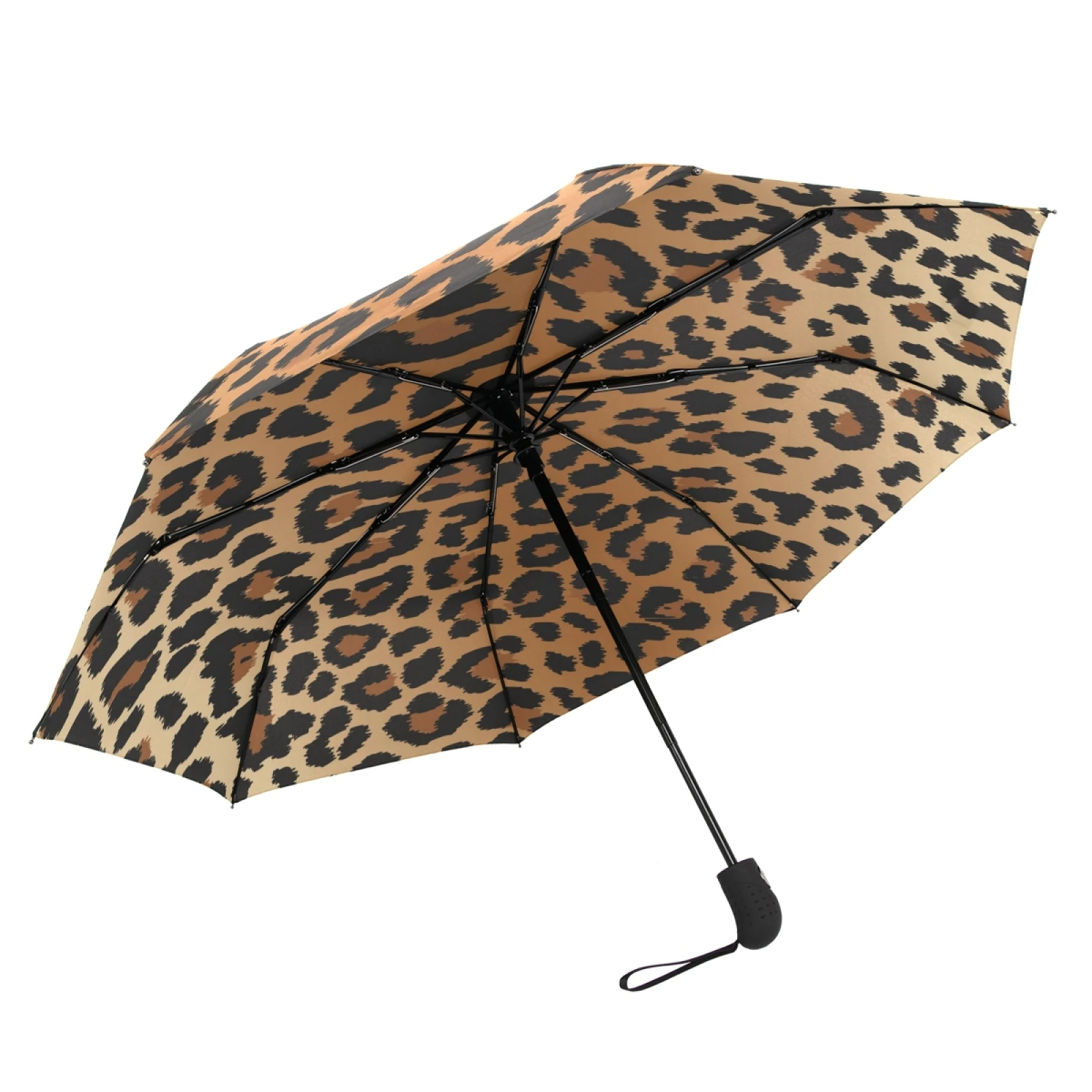 Fashion Women Automatic Umbrella Leopard Pattern Three Folding Umbrella Rain Sun Protection Umbrella Travel Girls 8 Ribs Parasol