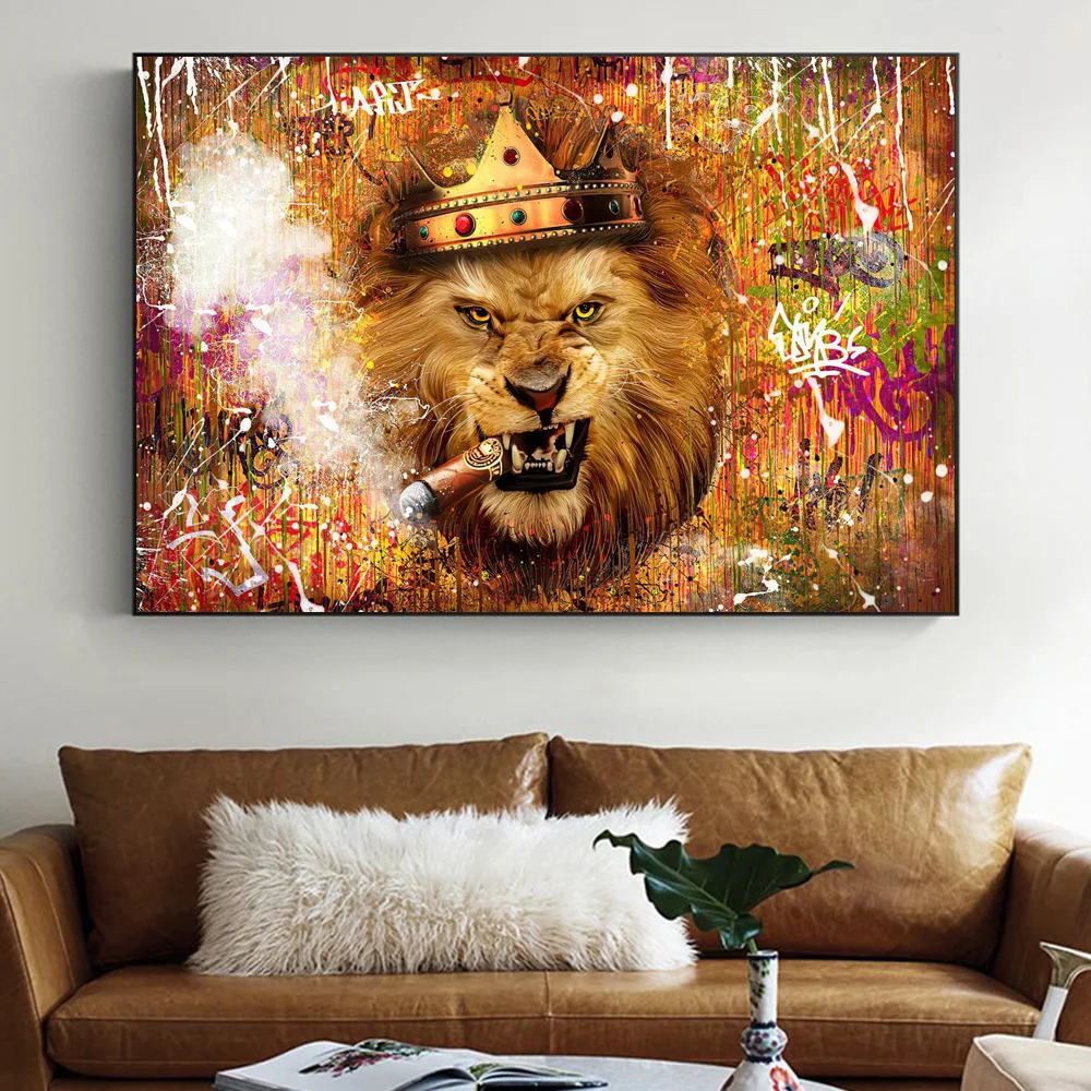 Abstract Graffiti Animals Smoking Cigar Bear Boss Wall Paintings Prints Mafia Canvas Art Posters For Living Room Home Decor