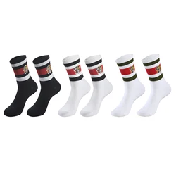 Men and women black and white socks tiger print casual fashion socks hip hop life socks sports socks solid color high socks