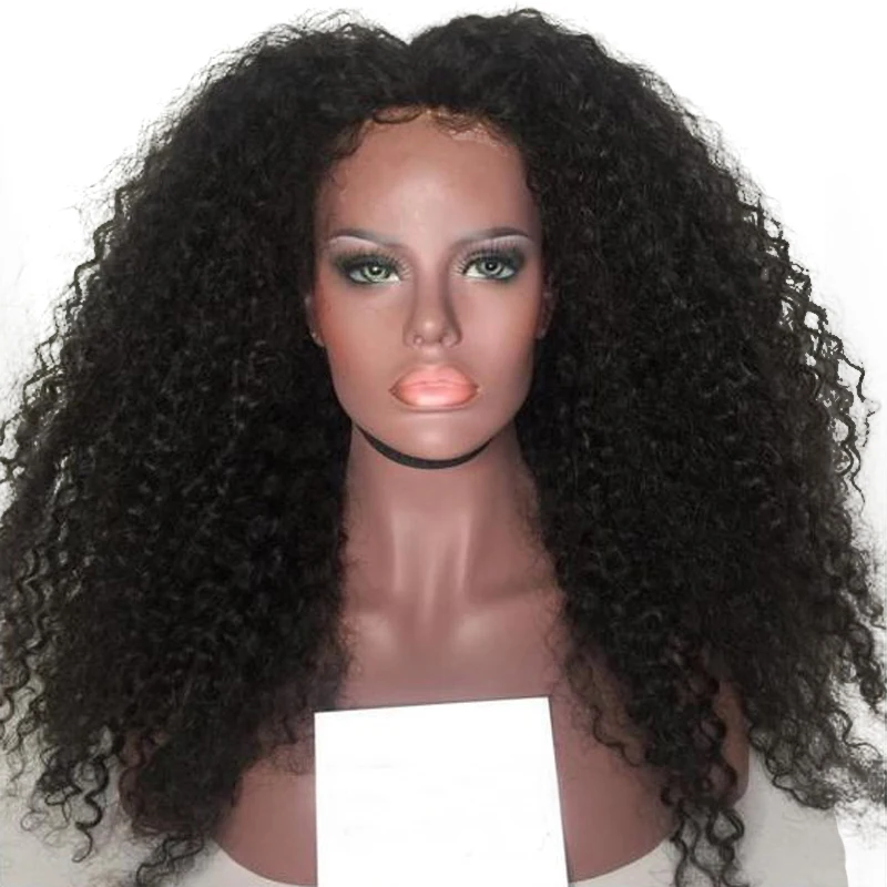 DLME – perruque Lace Front Wig synthétique bouclée et crépue, perruque Afro longue noire résistante à la chaleur pour femmes noires