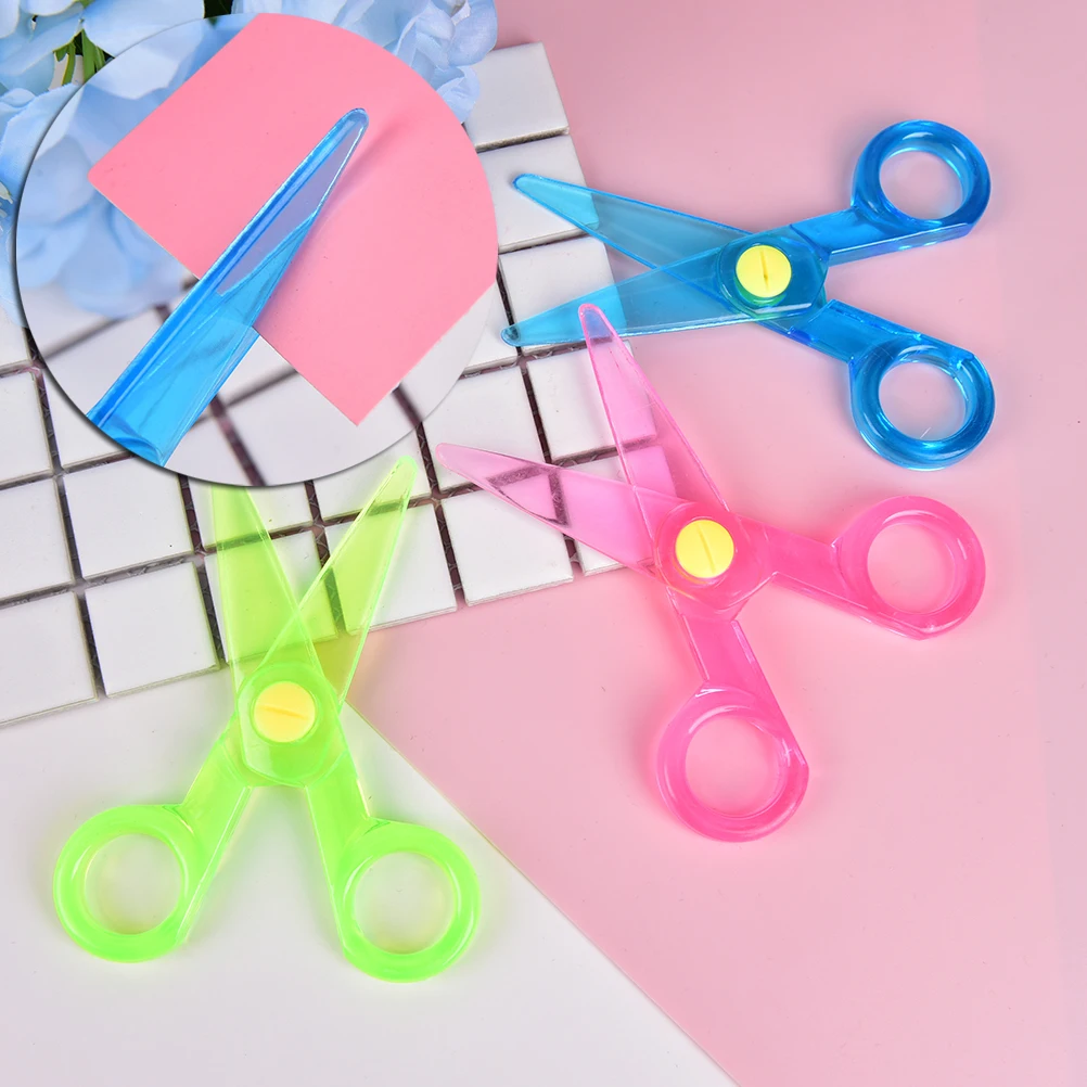 Mini ciseaux en plastique de sécurité tête ronde ciseaux de sécurité papeterie étudiant enfants papier pour bricolage coupe fournitures scolaires couleur aléatoire