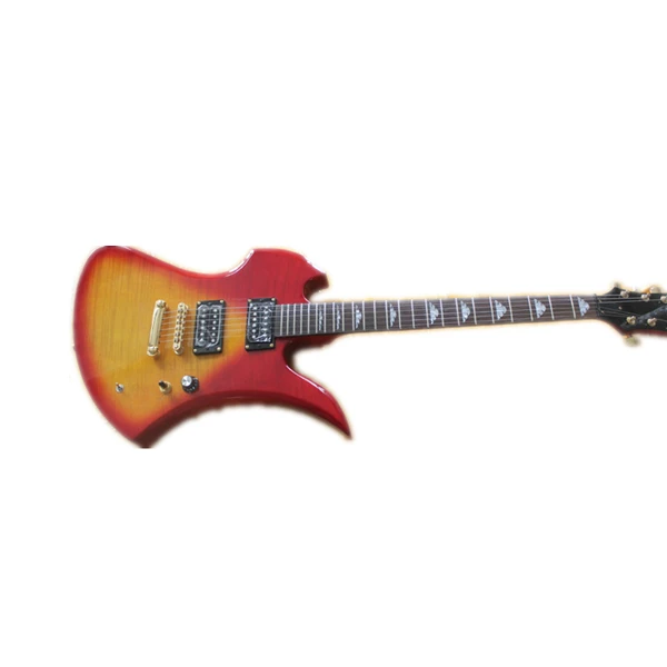 Booking custom 6 string bun electric guitar,cherry sunburst flamed maple veneer,gold bridge,pearl shell inlay,