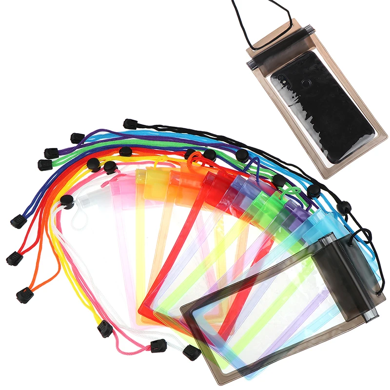 1Pcs Fashion Waterproof Bag For Cell Phone PVC Transparent Sealed Bag For Rafting Swimming Hot Spring Hanging Neck Phone Bag