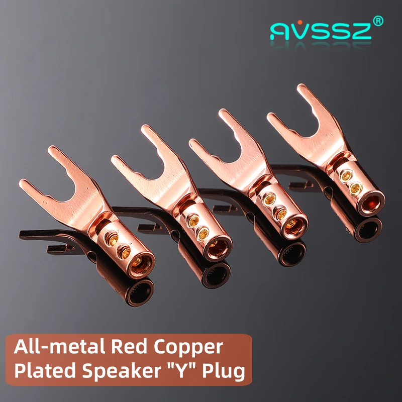 Audio Speaker Wire Y Plug Solder-free U-shaped All-metal Plug Red Copper Plated Fever Audio Amplifier Connector Fits 4.2mm Cable