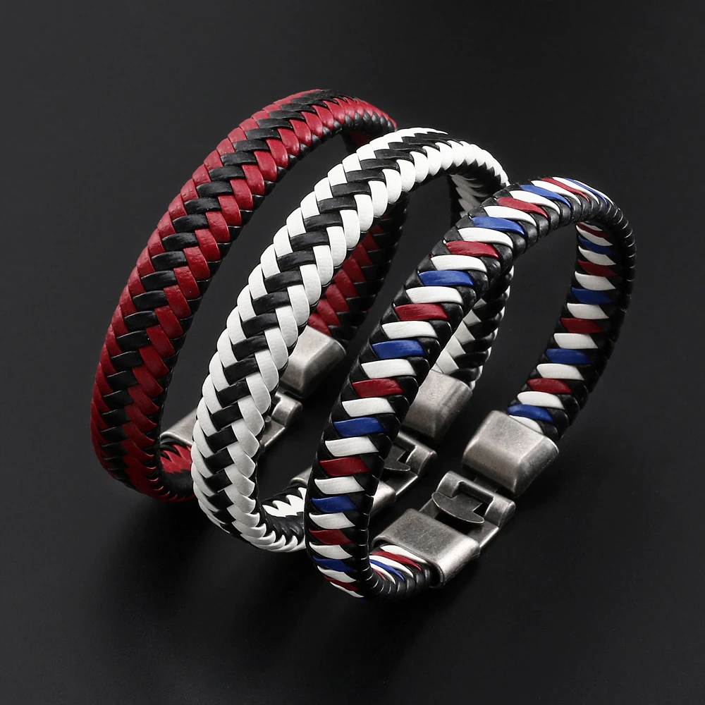 2024 Trend Jewelry Vintage Hand Woven PU Leather Bracelet Charm Cuff Alloy Bracelet for Women's Accessories Pulseras