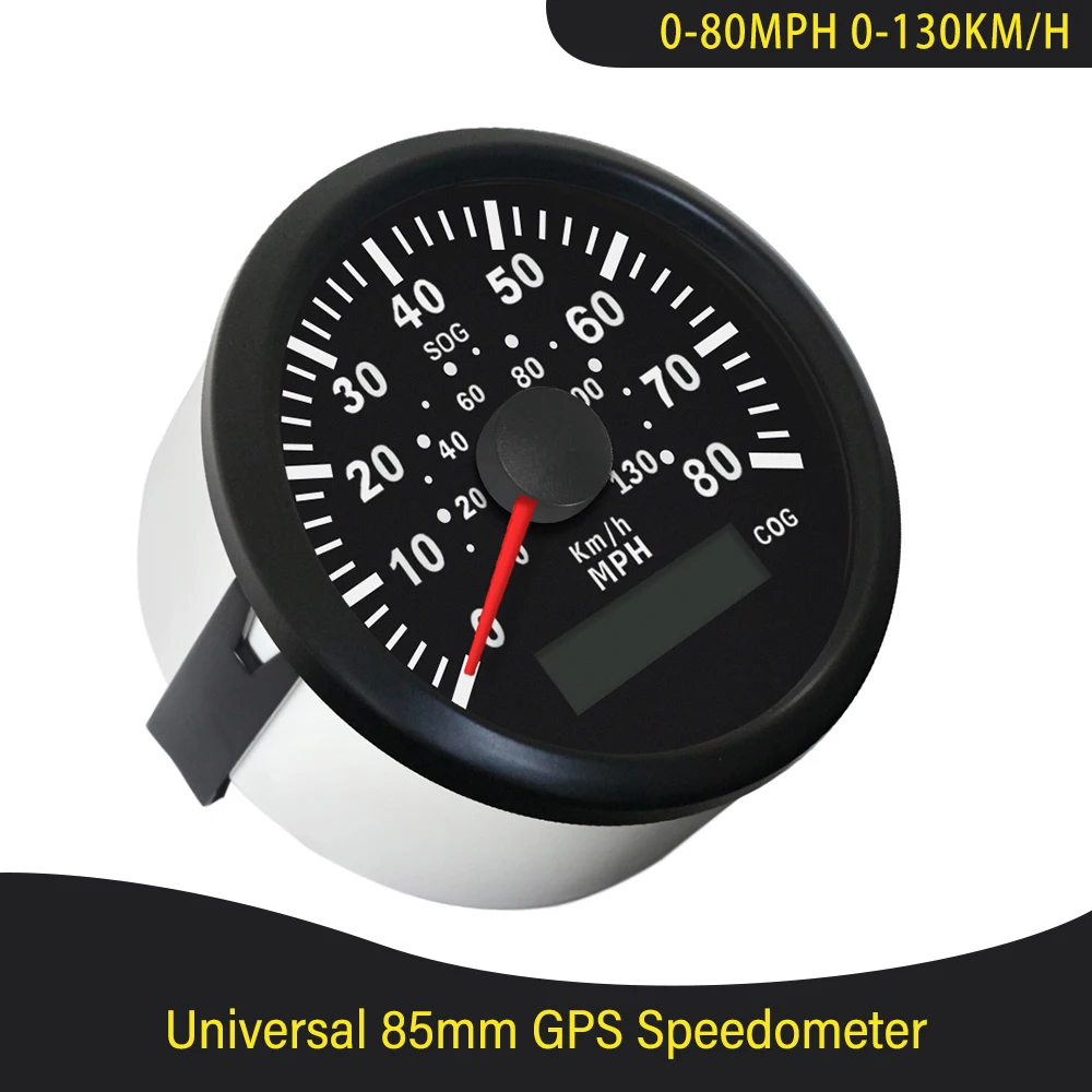 Universal 85mm Auto Marine GPS Speedometer 0-35MPH 0-80MPH Speed Gauge 9-32V with Red Backlight