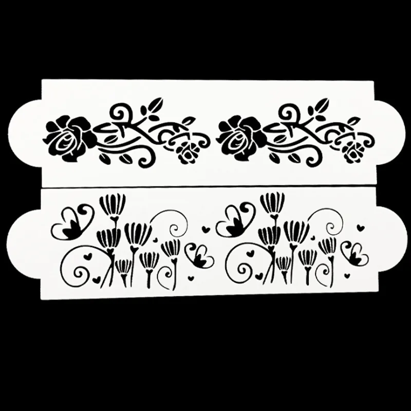 

2pc Rose Flower Cake Stencils Accessories Template Painting DIY Scrapbooking Embossing Stamping Album Card 23*5cm