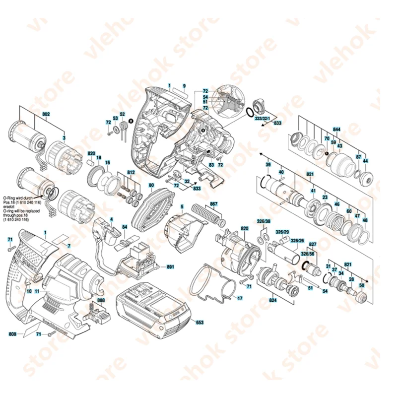 Intermediate Flange for BOSCH 11536C GBH36V-LI 1617000666 Rotary Hammer Power Tool Accessories Electric tools part