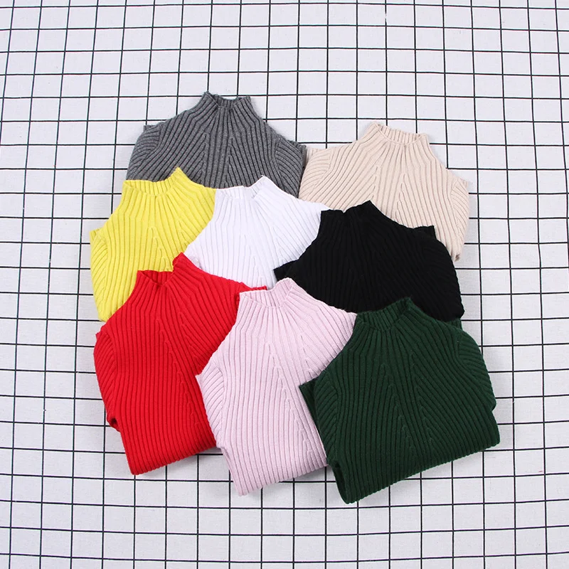 2021 Autumn Baby Boys Girls Solid Turtleneck Sweaters Sweater Kids Sweaters For Winter Knitted Bottoming Boys Casual Sweaters