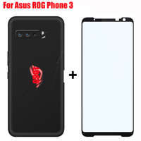 For Asus ROG Phone 3 ZS661KS case Soft Silicone Case Cover For ASUS ROG Phone3 + full cover screen protector Tempered Glass film