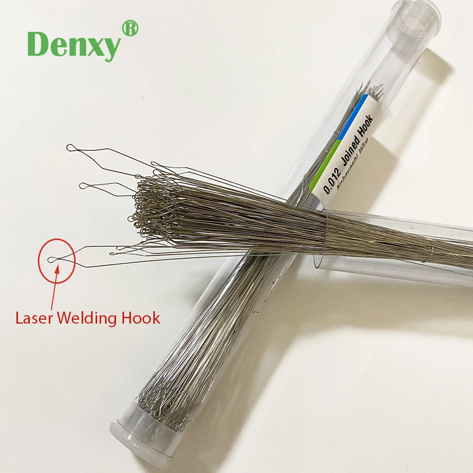 Denxy 500pcs Orthodontic Kobayashi wire Laser Welding Hook Dental Archwire Orthodontic Long ligature wire Dental bracket