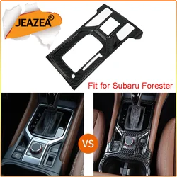 JEAZEA ABS Carbon Fiber Style Black Gear Shift Box Panel Cover Trim Fit For Subaru Forester 2019 Car Accessories