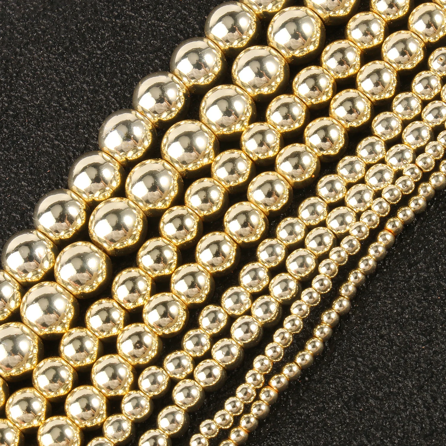Wholesale Natural Stone Light Gold Plated Hematite Round Beads 2 3 4 6 mm 15\