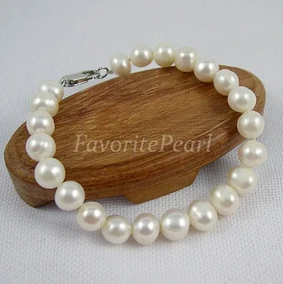 New Arrival Pearl Bracelet AA 7-8mm White Round Natural Freshwater Pearl Bracelet Handmade Fine Jewelry Charming Women Gift