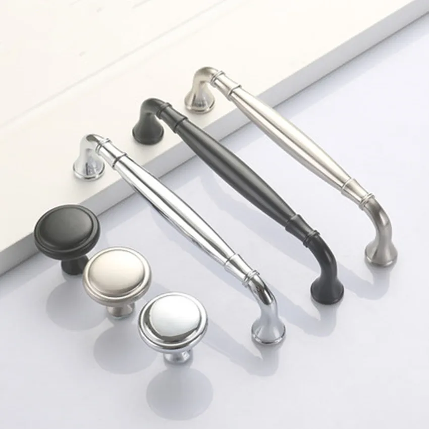 128 160 192 256mm modern simple fashion chrome silver wardrobe kitchen cabinet Lengthen handle black stain nickel drawer knob 5