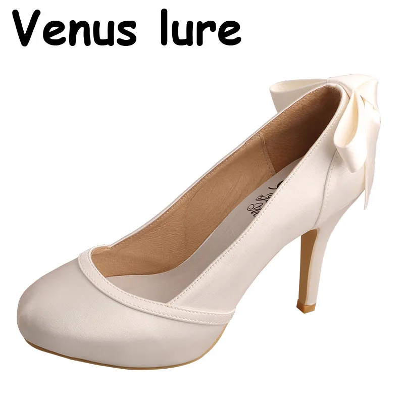 Customized (23 Colors) Ivory Women Shoes Platform for Wedding Round Toe Size 8