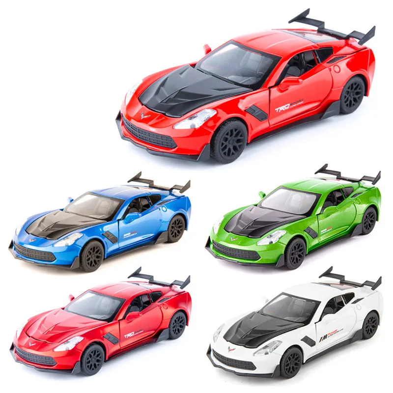 New Products Sale 1:32 Corvette sports car alloy model,simulation metal sound and light pull back toy model car,free shipping