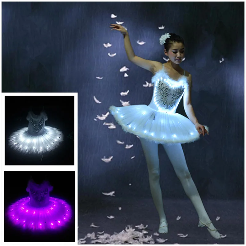 

LED light Swan Lake Noctilucan Light ballet skirt Adult costumes children fluffy fluorescent performance clothing Dance Costume