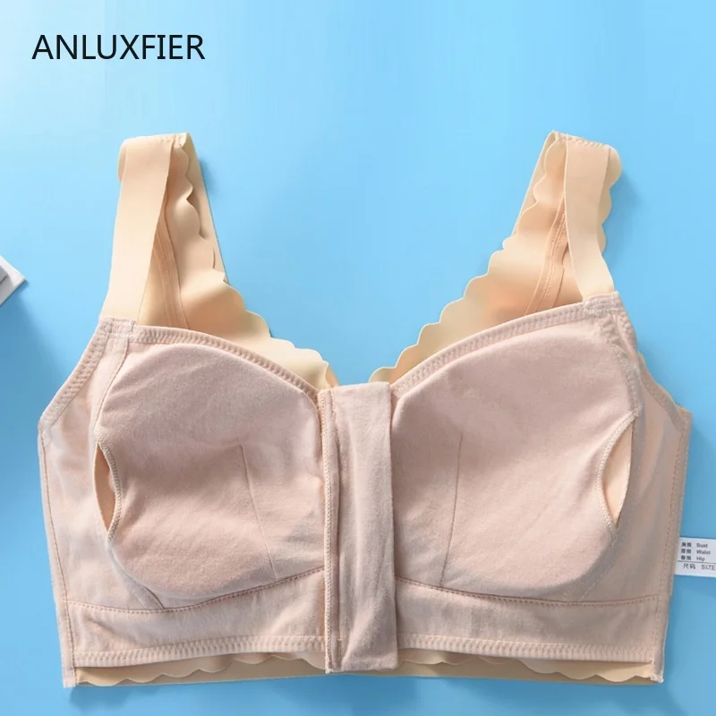 H9655 Ice Silk Bra Underwear After Breast Cancer Surgery Without Steel Ring Front Zipper Bras Mastectomy Special Bra Lingerie