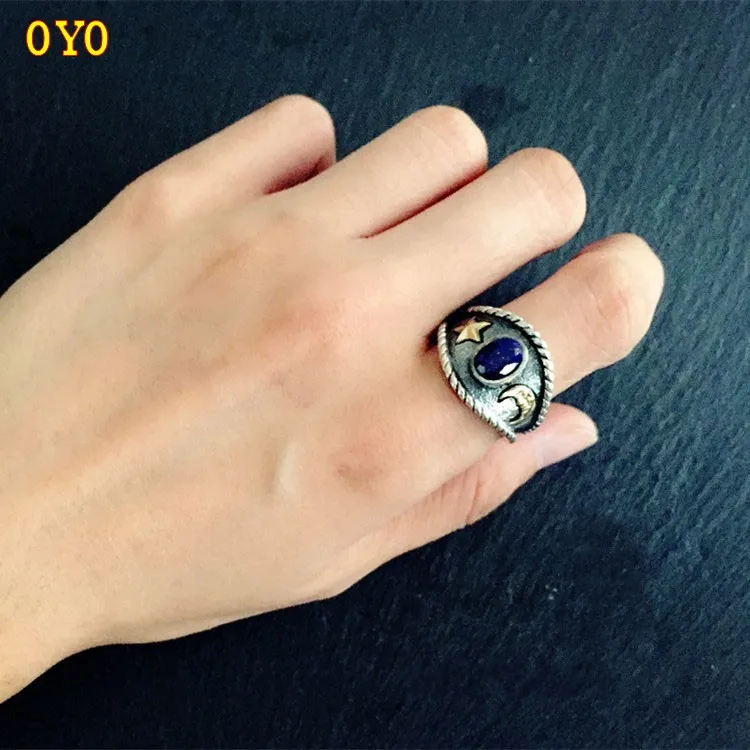 

quality goods Good opening took lapis Thai old silver sterling silver ring