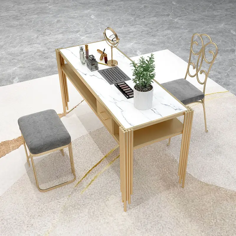 Manicure Tafel Stoel Set Met Stofzuiger Manicure Tafel Marmeren Netto Rode Manicure Tafel Rechte Benen Стол Для Маникюра