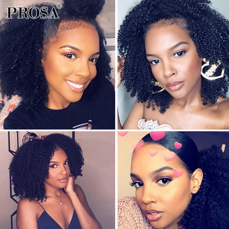 Human Natural Afro Kinky Curly 13x6 HD Lace Frontal Short Wig With Human Hair HD 28 Inch Lace Frontal Wedge Front Wig  Prosa