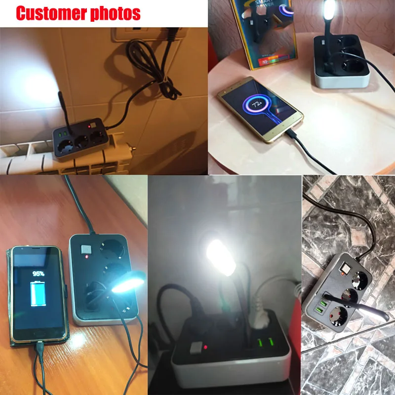 Usb Netsnoer Socket Netwerk Filter Smart Eu Plug 3 Socket 6USB Poort 1.8M Extension Socket Lijn Multi-plug Socket Adapter