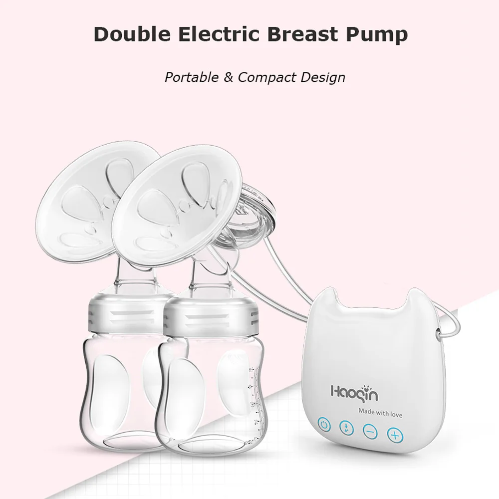 YOUHA Electric Breast Pump Automatic Hans-free Double Breast Pumps Silicone Bilateral Breast Pump Baby Breastfeeding Accessories