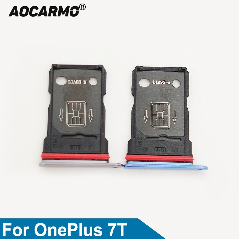 Aocarmo vassoio per scheda SIM doppio e singolo per OnePlus 7T supporto per Slot per schede Sim riparazione parti di ricambio