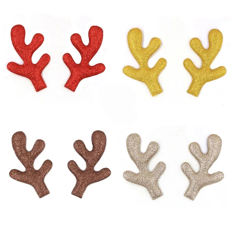 10PCS/5pairs Glitter Antler For Christmas Party Hairpin Applique Decor Accessories Deer Head For Baby Girl DIY