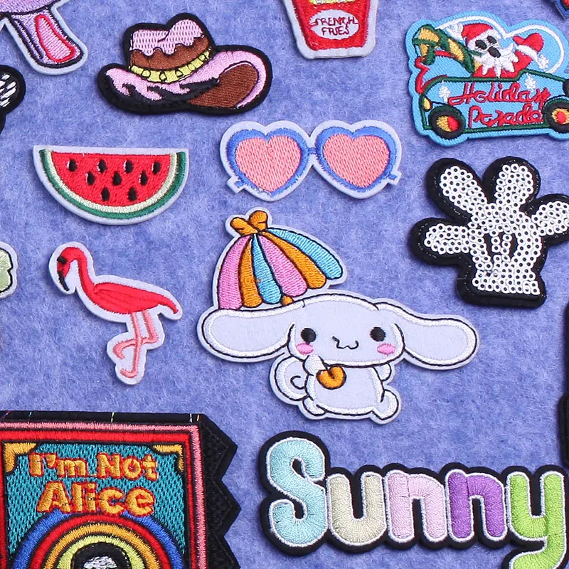 Iron on Letters Patches for Clothing Badges Cute Sticker on Children's Clothes Unicorn Flamingo Embroidered Patches for Clothing