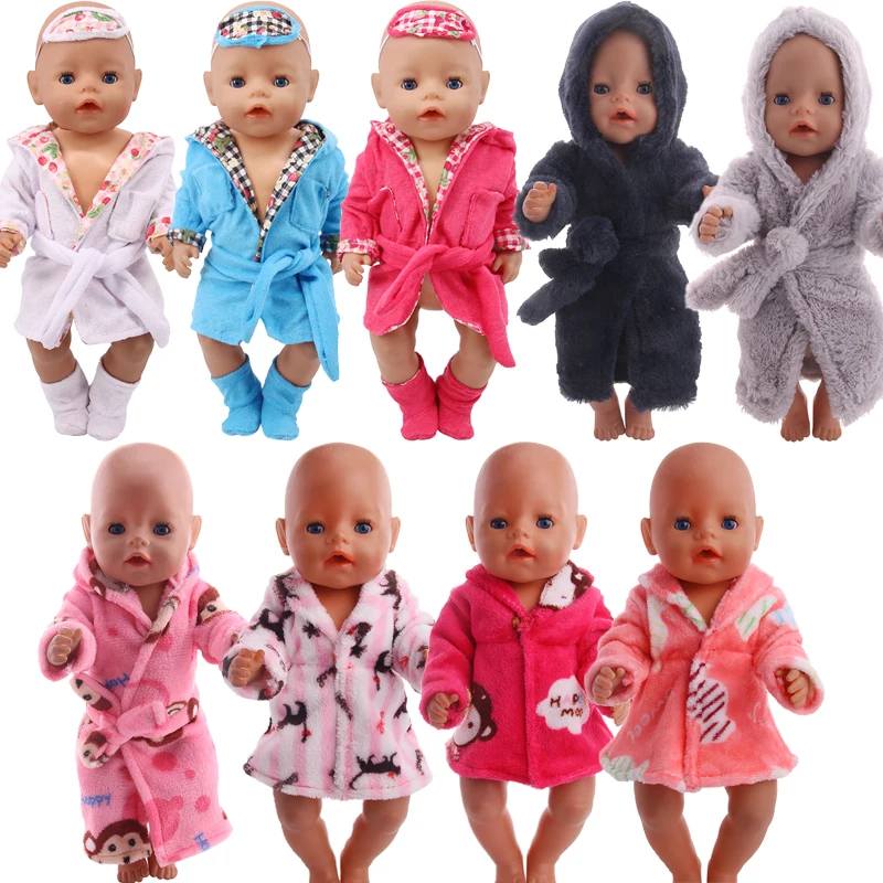 Doll Clothes Fur Pajamas Short Short Pile Hooded Style For 18 Inch American Doll Girl & 43 Cm New Born Baby Items,Our Generation