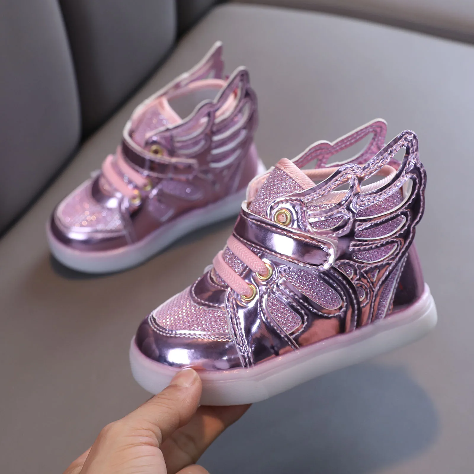 

TELOTUNY baby shoes 2021 Autumn Children Kids Baby Girls Sneakers Bling Led Light Luminous Anti-Slip Running Sport Shoes Booties