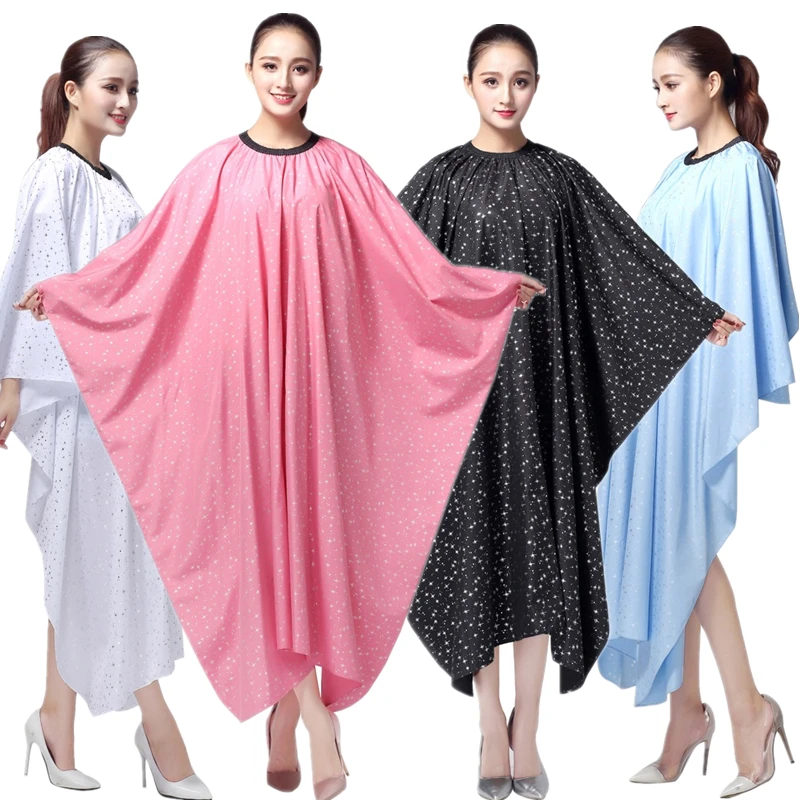 

Salon Professional Hairdresser Shawl Barber Silver Stars Printing Waterproof Haircut Perm Dyeing Styling Apron Hairdressing Cape