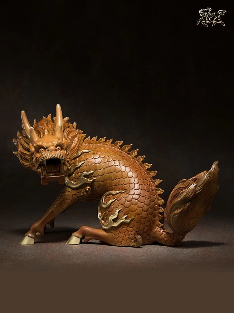 

Chinese Feng Shui Brass Kylin Sculpture Wealth Prosperity Statue Home Decoration Attract Wealth and Good Luck