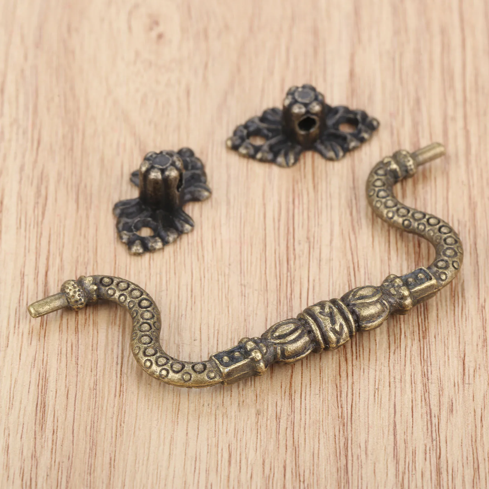 70mm/2.76inch Antique Bronz Furniture Handles Jewelry Box Cabinet Handle and Knob Suitcase Holder Kitchen Drawer Door Pull Knobs